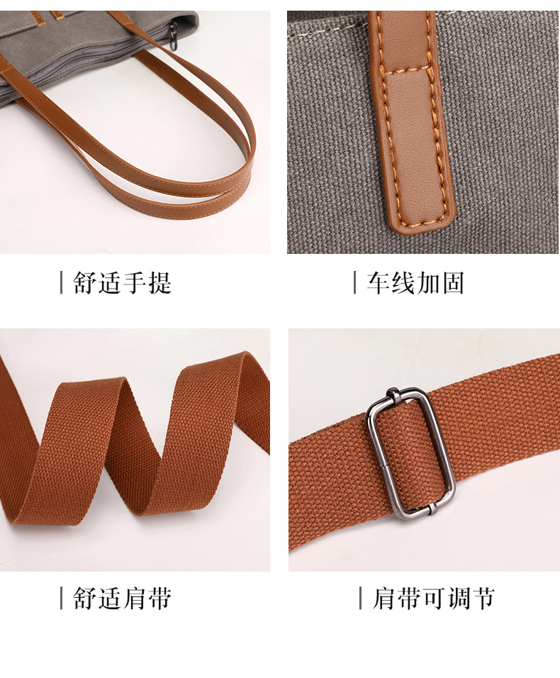 Canvas Commuter Bag Tote Bucket Bag Large Capacity Women's Bag 2022 Spring and Autumn New Fashion Crossbody One-Shoulder Large Bags