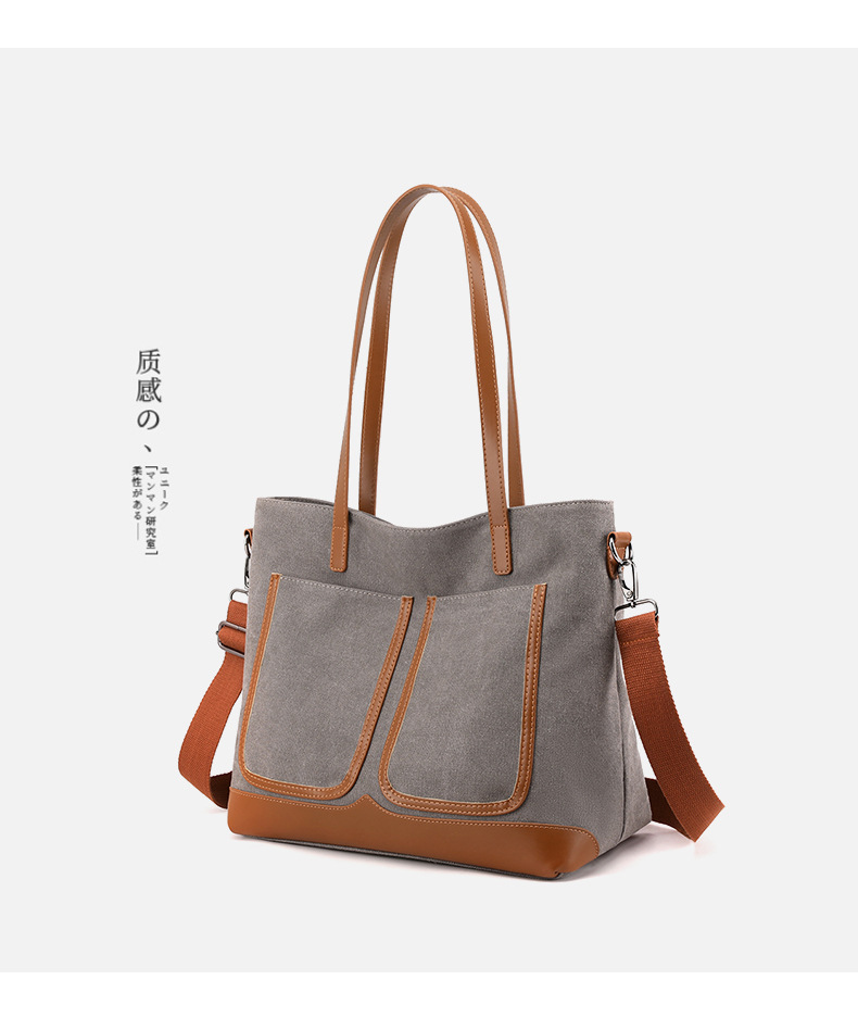 Canvas Commuter Bag Tote Bucket Bag Large Capacity Women's Bag 2022 Spring and Autumn New Fashion Crossbody One-Shoulder Large Bags