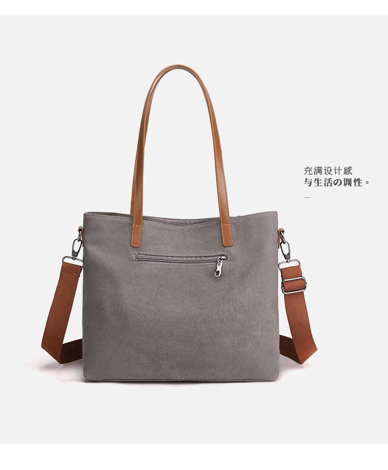 Canvas Commuter Bag Tote Bucket Bag Large Capacity Women's Bag 2022 Spring and Autumn New Fashion Crossbody One-Shoulder Large Bags