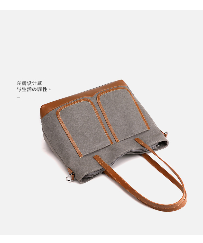 Canvas Commuter Bag Tote Bucket Bag Large Capacity Women's Bag 2022 Spring and Autumn New Fashion Crossbody One-Shoulder Large Bags