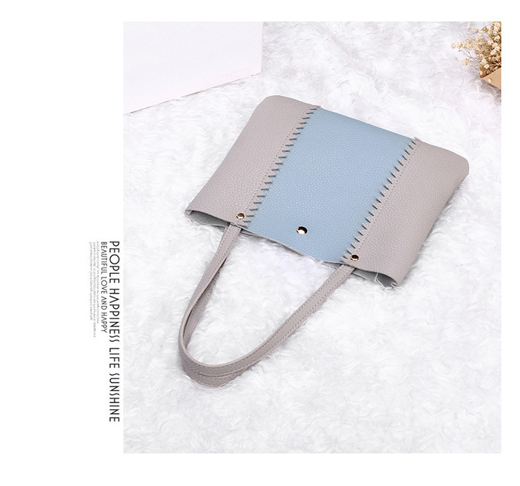Women's Bag 2021 New Lychee Pattern Contrast Color Handbag Bucket Bag Fashion Casual Simple Shopping Bag Gift Bag Women's Bag 2021 New Lychee Pattern Contrast Color Handbag Bucket Bag Fashion Casual Simple Shopping Bag Gift Bag