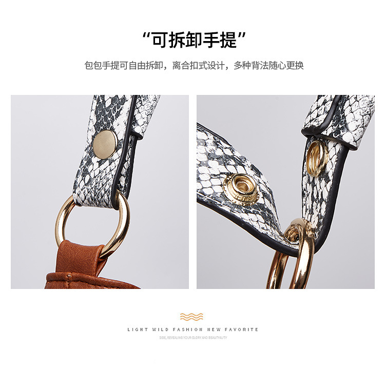 Foreign Trade 2021 Spring/Summer New Bucket Bag Snake Pattern Shoulder Bag Portable Big Bag European and American Fashion Women's Underarm Bag Foreign Trade 2021 Spring/Summer New Bucket Bag Snake Pattern Shoulder Bag Portable Big Bag European and American Fashion Women's Underarm Bag