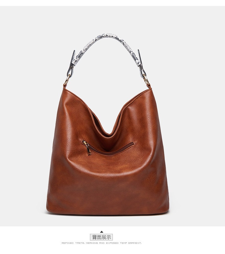 Foreign Trade 2021 Spring/Summer New Bucket Bag Snake Pattern Shoulder Bag Portable Big Bag European and American Fashion Women's Underarm Bag Foreign Trade 2021 Spring/Summer New Bucket Bag Snake Pattern Shoulder Bag Portable Big Bag European and American Fashion Women's Underarm Bag