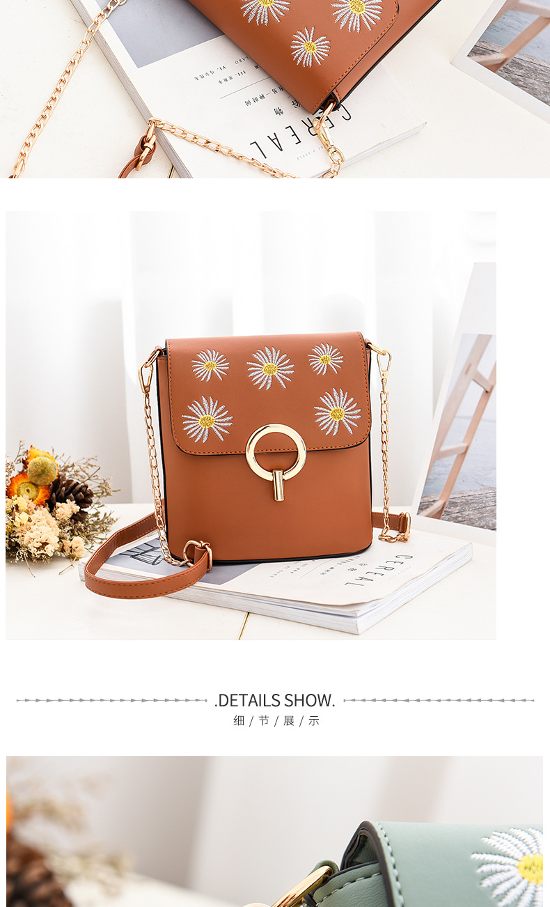 Simple Daisy Fresh Sweet Student Bag Women's Shoulder Bag Women's Cross Body Bucket Bag Stall Bag Supply