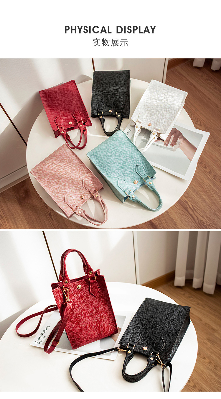 Women's Bag 2021 New Lychee Pattern Portable Crossbody Small Bucket Bag Leisure Phone Bag One Piece Dropshipping Foreign Trade Small Bag Women's Bag 2021 New Lychee Pattern Portable Crossbody Small Bucket Bag Leisure Phone Bag One Piece Dropshipping Foreign Trade Small Bag