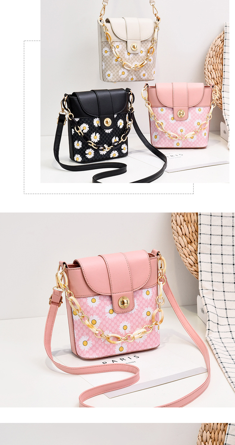 Daisy Ins Hot Net Red Solid Color Crossbody Bag Fashion Women's Handbag Bucket Bag Sweet Lady Style