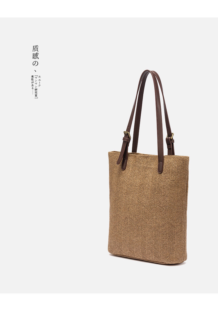 2020 Autumn New Woven Bucket Bag Large Capacity Fashion Tote Bag Shoulder Handbag Commuter Bag