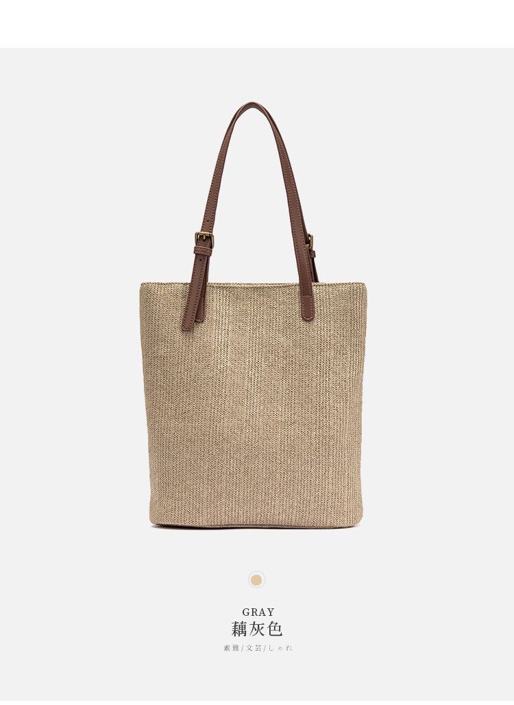 2020 Autumn New Woven Bucket Bag Large Capacity Fashion Tote Bag Shoulder Handbag Commuter Bag