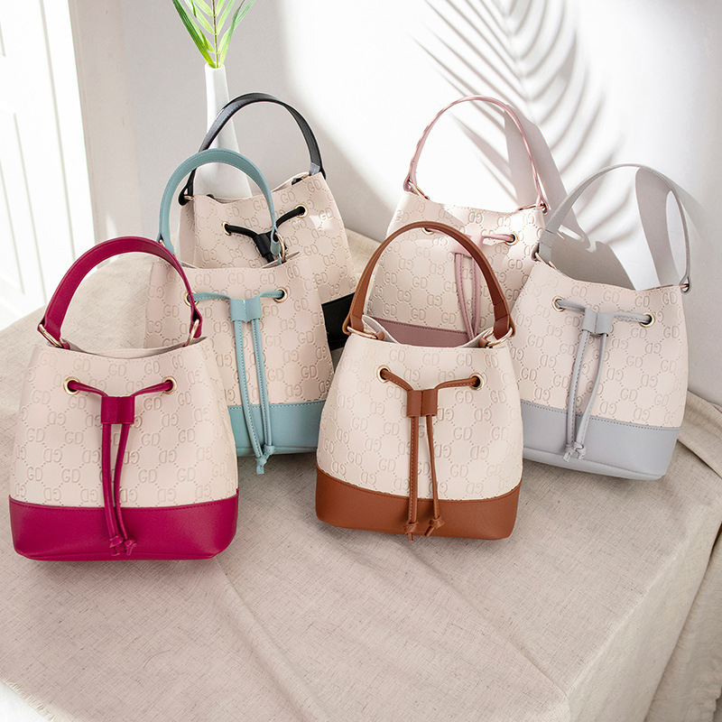 2021 New Fashion Korean Style Printed Bucket Bag Women&#039;s Contrast Color Portable Shoulder Bag Wholesale