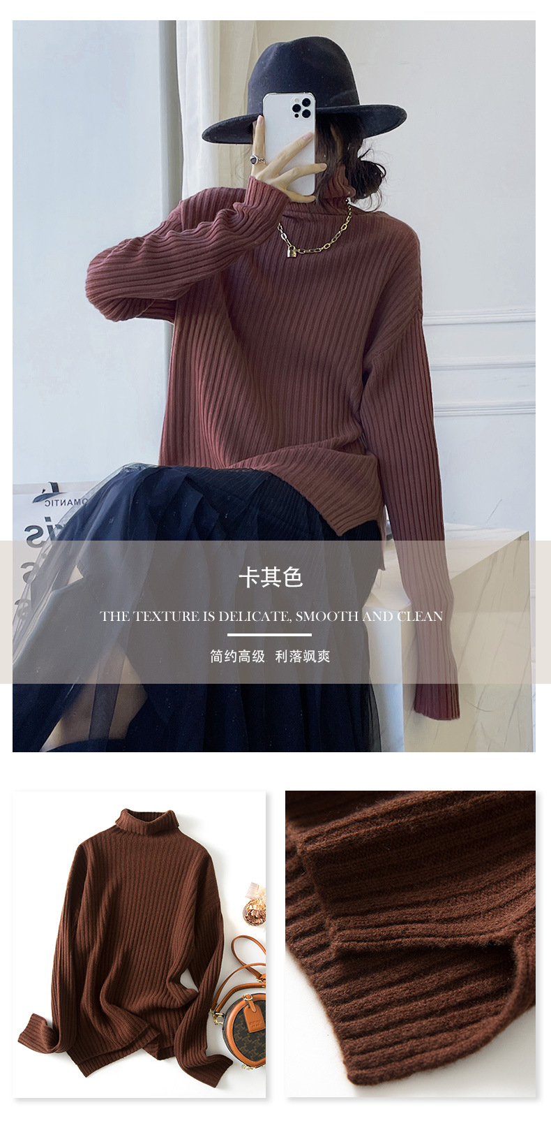 2021 Autumn and Winter New Sweater Women Loose Solid Color Thick Needle Bedford Cord Sweater Pile Collar Thickened Sweater Women 2021 Autumn and Winter New Sweater Women Loose Solid Color Thick Needle Bedford Cord Sweater Pile Collar Thickened Sweater Women