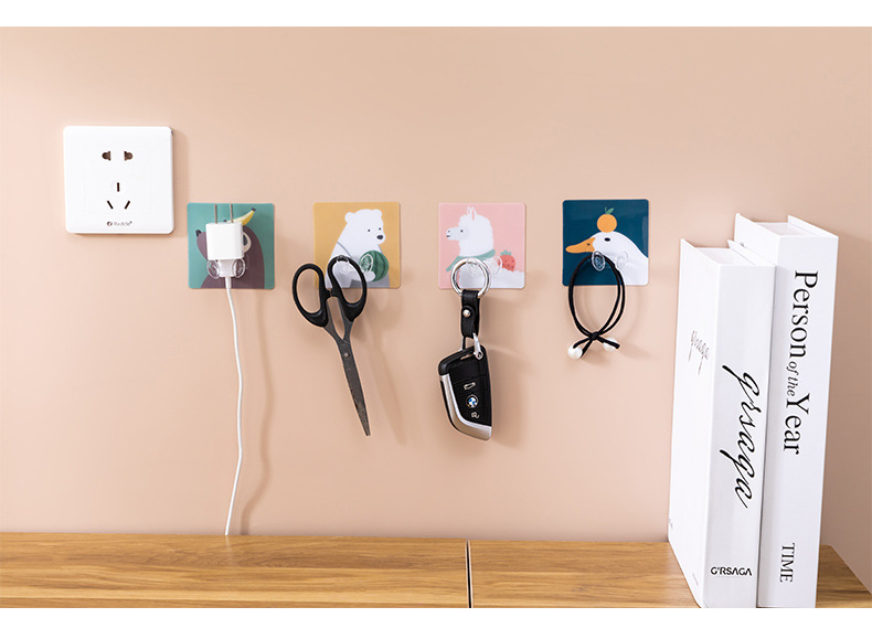 Socket Power Cord Storage Hook Plug Hook Kitchen Key Holder Wall Hanging Cartoon Strong Adhesive