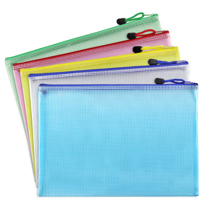 File Bag A4 Mesh Zipper Bag Transparent Student Test Paper Material Office Storage File Bag Waterproof Custom Wholesale