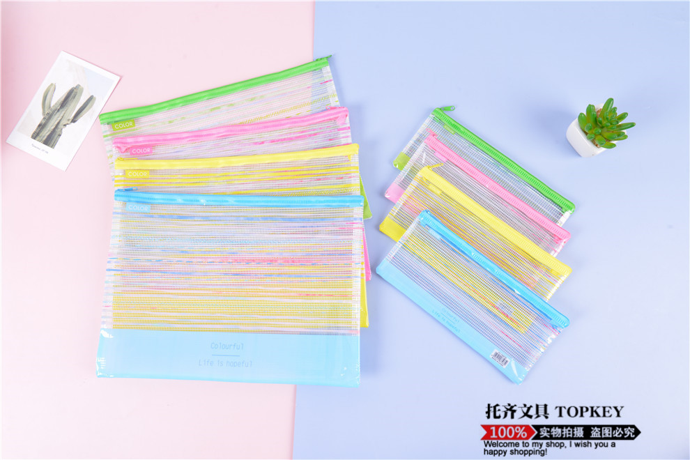 Spot Thickened Waterproof Transparent PVC Mesh Zipper Bag Large Capacity Material Storage Bag Student Document Information Bag Spot Thickened Waterproof Transparent PVC Mesh Zipper Bag Large Capacity Material Storage Bag Student Document Information Bag