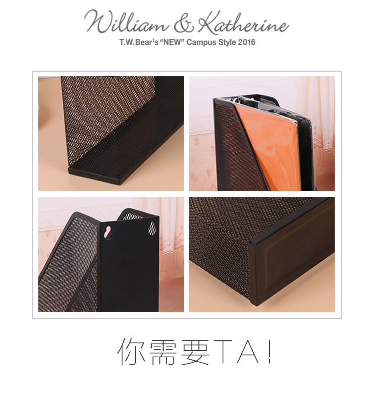 Factory Supply Iron Mesh Desktop Document Storage Storage Management Rack Creative File Material Organizing Shelves