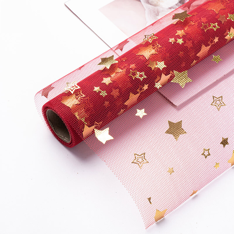 Material Mesh Packaging Mesh Gilding Stars Organza Korean Bouquet Flower Shop Packaging Lining Yarn Packaging
