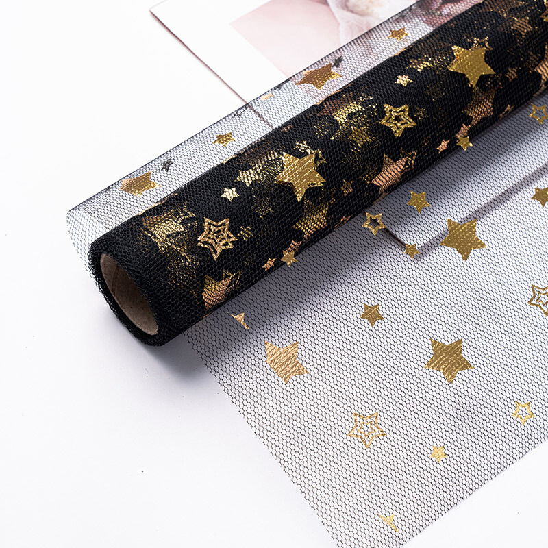 Material Mesh Packaging Mesh Gilding Stars Organza Korean Bouquet Flower Shop Packaging Lining Yarn Packaging