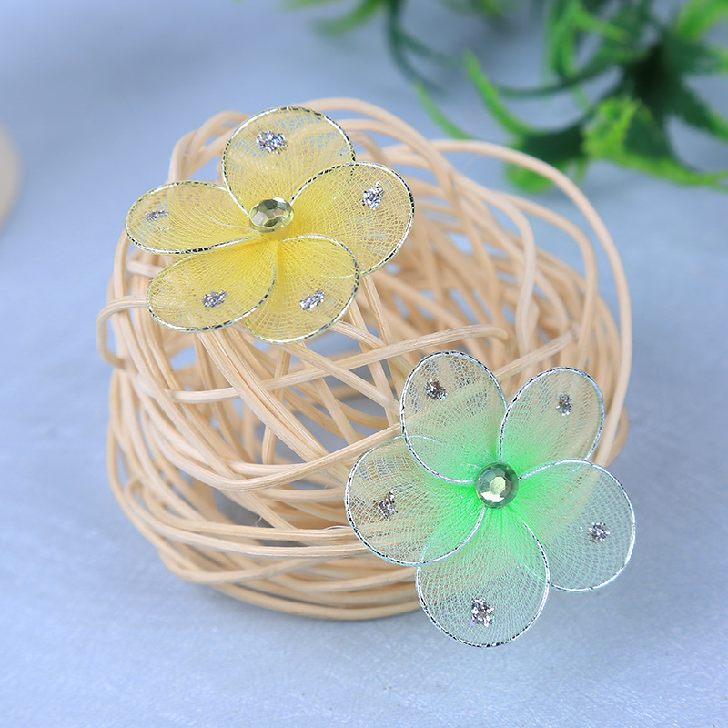 Simulation wire mesh 5cm flower pure manual DIY headgear flower cap flower material clothing accessories wholesale