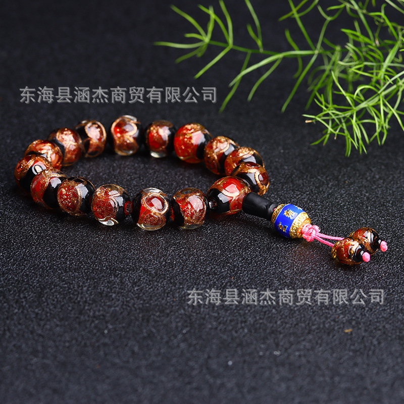 Tiktok Yonghe Palace Same Style Fragrant Gray Buddha Beads Bracelet Colored Glaze Bracelet Ancient Fragrant Gray Colored Glaze Beads Men&#039;s and Women&#039;s Ornament