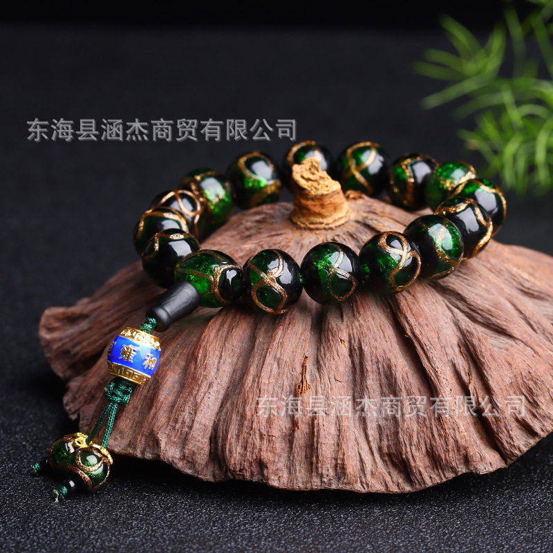 Tiktok Yonghe Palace Same Style Fragrant Gray Buddha Beads Bracelet Colored Glaze Bracelet Ancient Fragrant Gray Colored Glaze Beads Men&#039;s and Women&#039;s Ornament