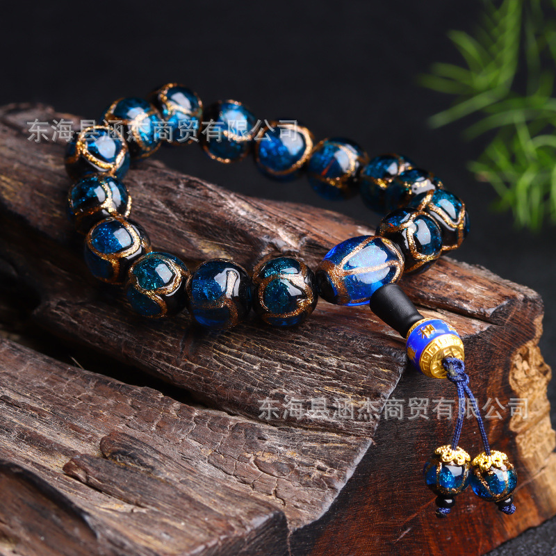 Tiktok Yonghe Palace Same Style Fragrant Gray Buddha Beads Bracelet Colored Glaze Bracelet Ancient Fragrant Gray Colored Glaze Beads Men&#039;s and Women&#039;s Ornament