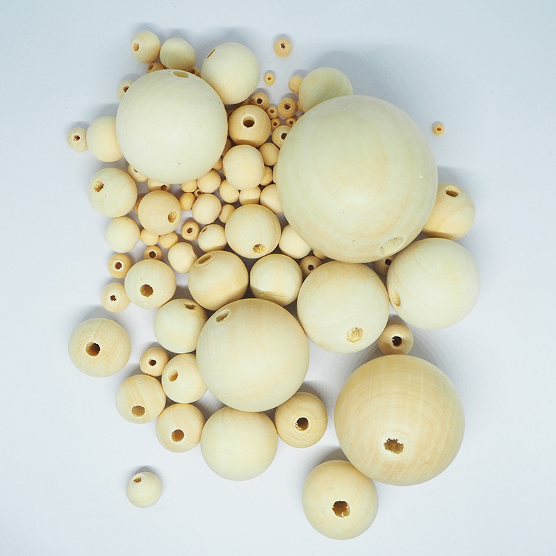 Small Hole Wooden Bead Wood Color Small Hole Lotus Wooden Bead Electroplating Elastic String Beads Buddha Beads Elastic Bracelet Ornament round Beads