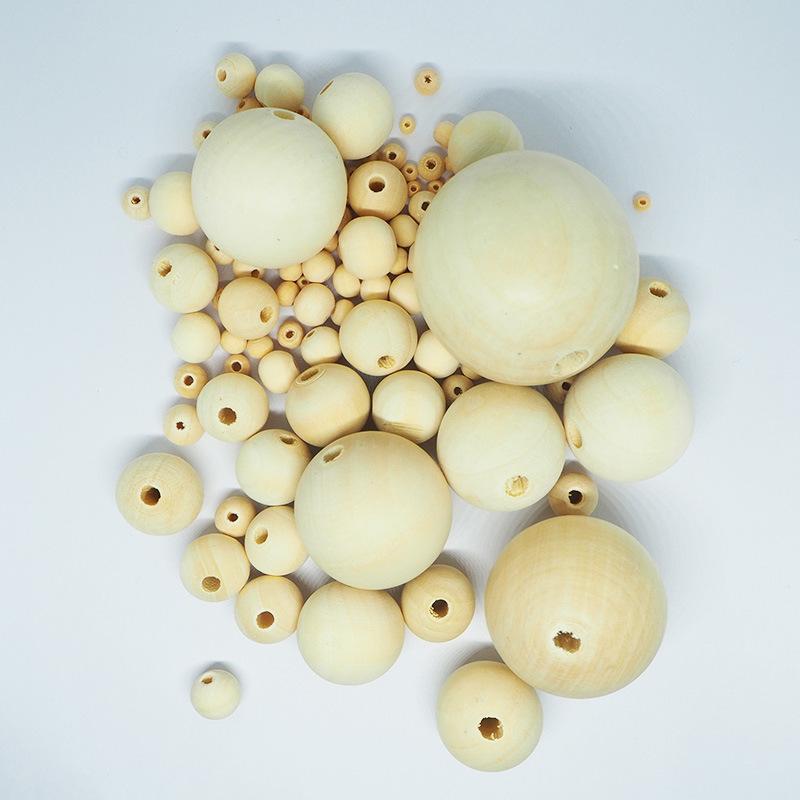 Small Hole Wooden Bead Wood Color Small Hole Lotus Wooden Bead Electroplating Elastic String Beads Buddha Beads Elastic Bracelet Ornament round Beads
