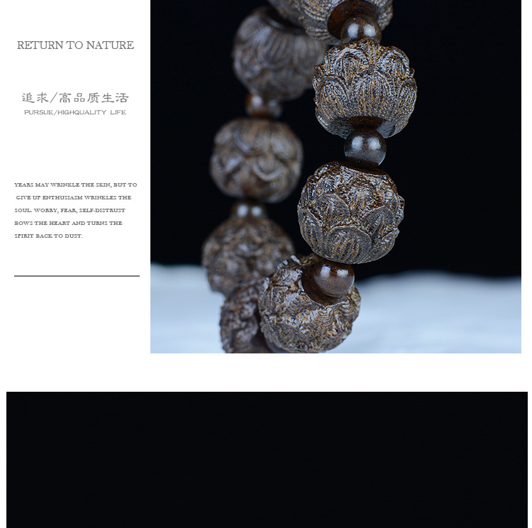 Leather Black Bracelet Leather Gray the Eighteen Disciples of the Buddha Carved Head Beads Personalized Bracelet Wooden Cultural Artifact Craft Buddha Beads Wholesale