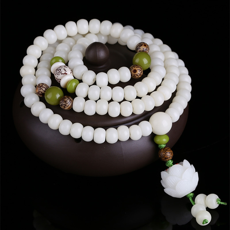 Buddha Beads Bracelet Hainan White Jade Bodhi 108 Multi-Circle Single Ring Bracelet Lotus Lotus Lotus Root Buddha Beads Bracelet Hainan White Jade Bodhi 108 Multi-Circle Single Ring Bracelet Lotus Lotus Lotus Root
