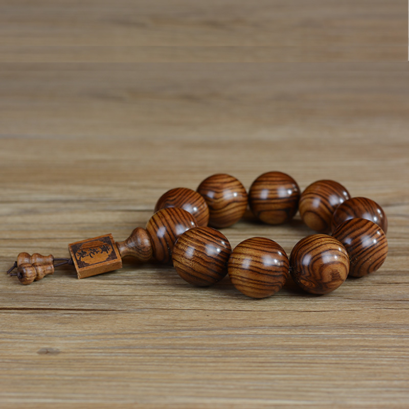 Indonesia Big Leaf Huanghuali Wood Buddha Beads Bracelet Purple Oil Pear Rosewood Men and Women Bracelet Popular Crafts Ornament Factory Wholesale