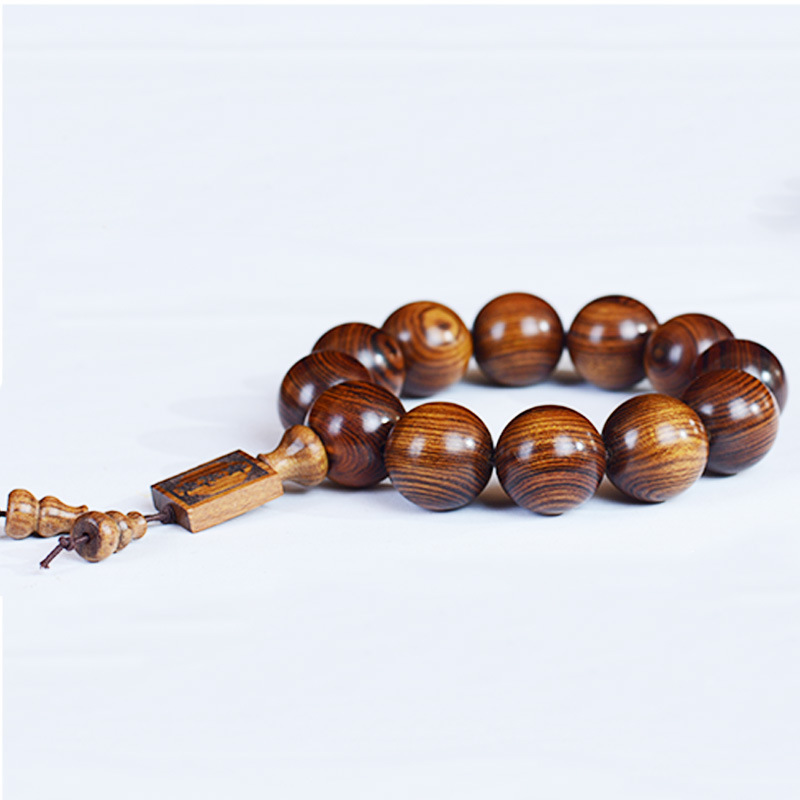 Indonesia Big Leaf Huanghuali Wood Buddha Beads Bracelet Purple Oil Pear Rosewood Men and Women Bracelet Popular Crafts Ornament Factory Wholesale