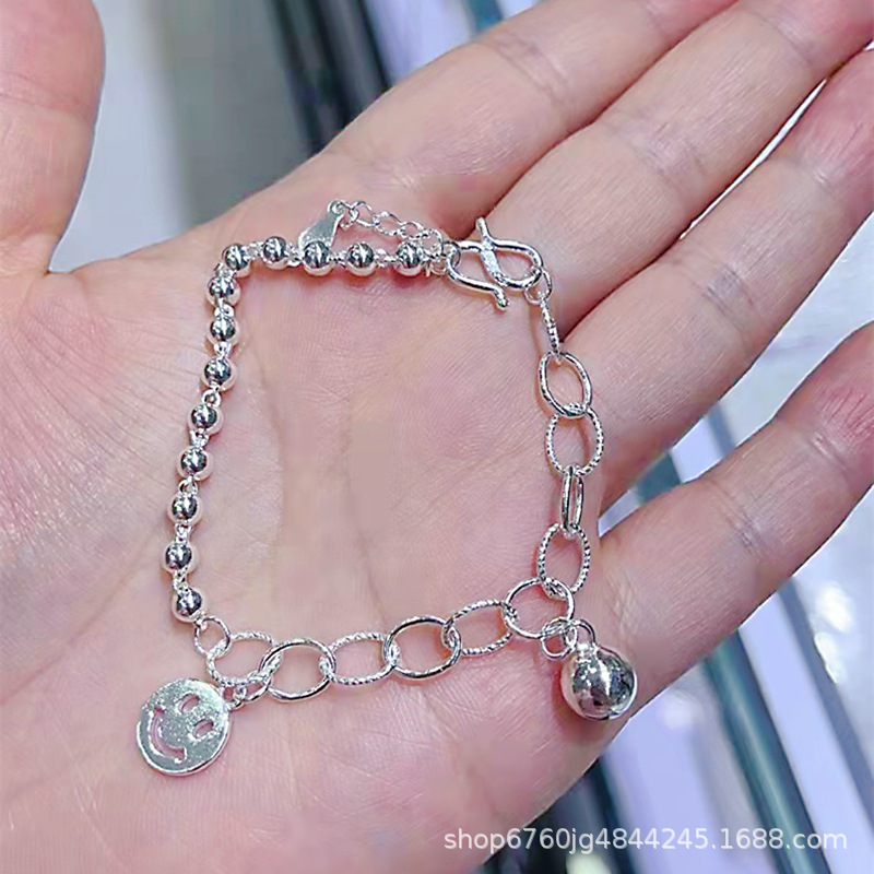 999 Silver Smiley Face Pendant Bracelet Original Handmade Retro Retro Style Personality Sliver Beads Bracelet Design Ornament Wholesale 999 Silver Smiley Face Pendant Bracelet Original Handmade Retro Retro Style Personality Sliver Beads Bracelet Design Ornament Wholesale