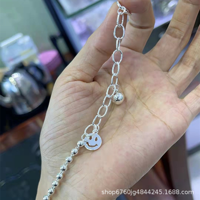 999 Silver Smiley Face Pendant Bracelet Original Handmade Retro Retro Style Personality Sliver Beads Bracelet Design Ornament Wholesale 999 Silver Smiley Face Pendant Bracelet Original Handmade Retro Retro Style Personality Sliver Beads Bracelet Design Ornament Wholesale