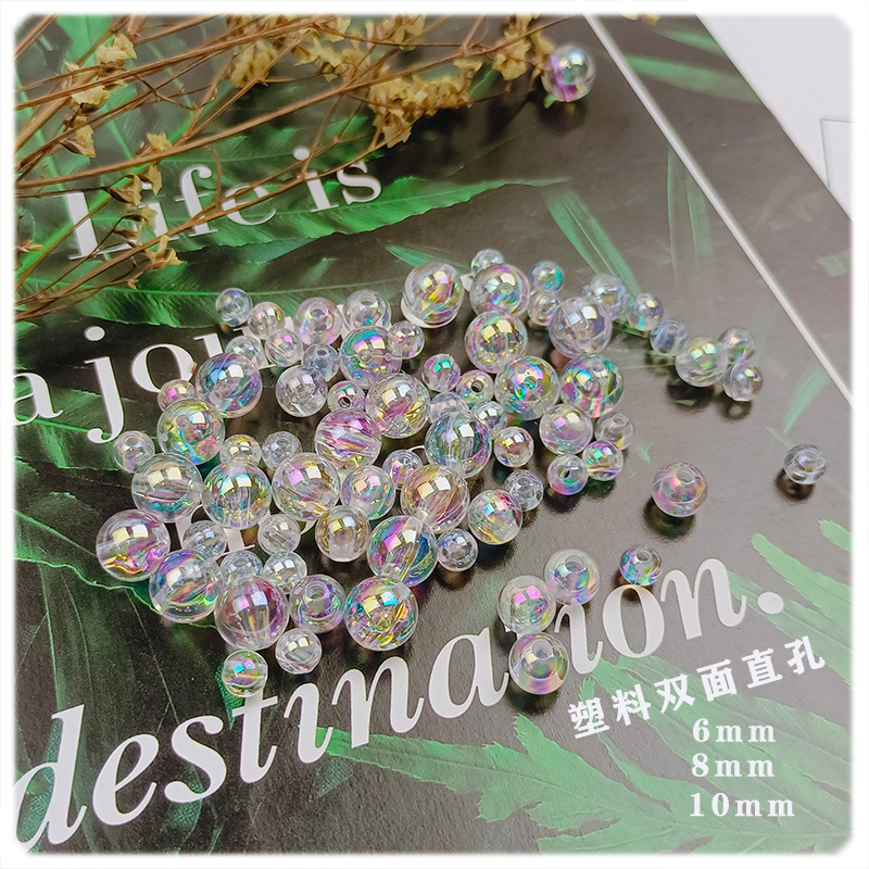 Yaleduo Colorful Acrylic round Beads DIY Beaded Weave Accessories String Bracelet Necklace Material Scattered Beads
