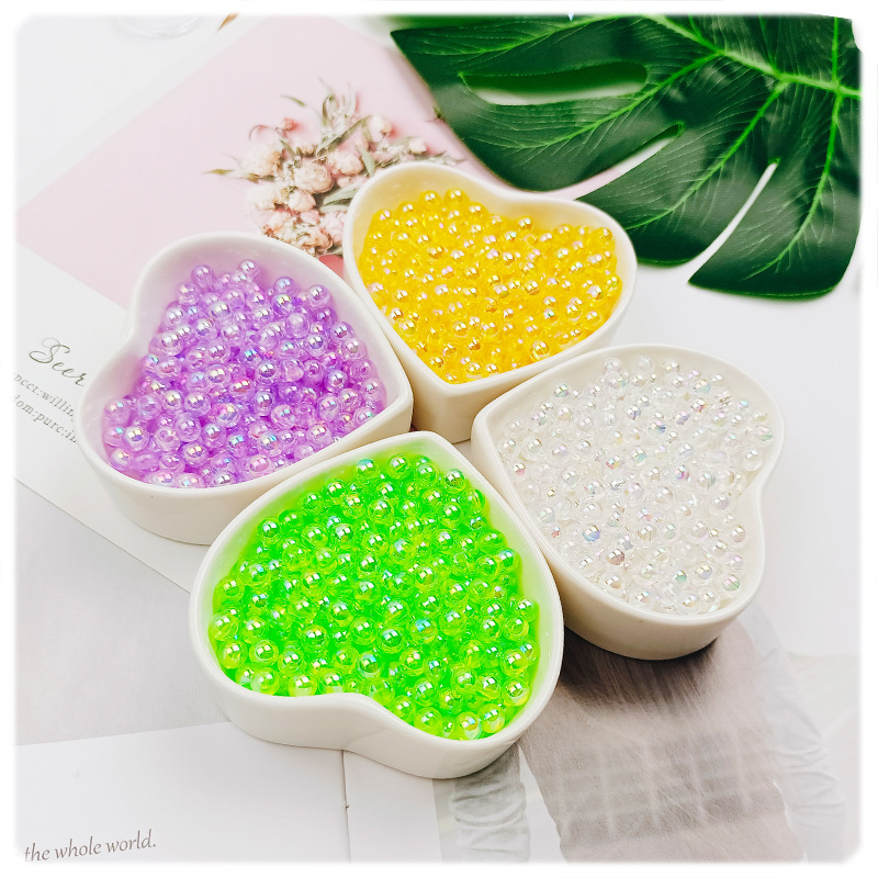 Yaleduo Colorful Acrylic round Beads DIY Beaded Weave Accessories String Bracelet Necklace Material Scattered Beads
