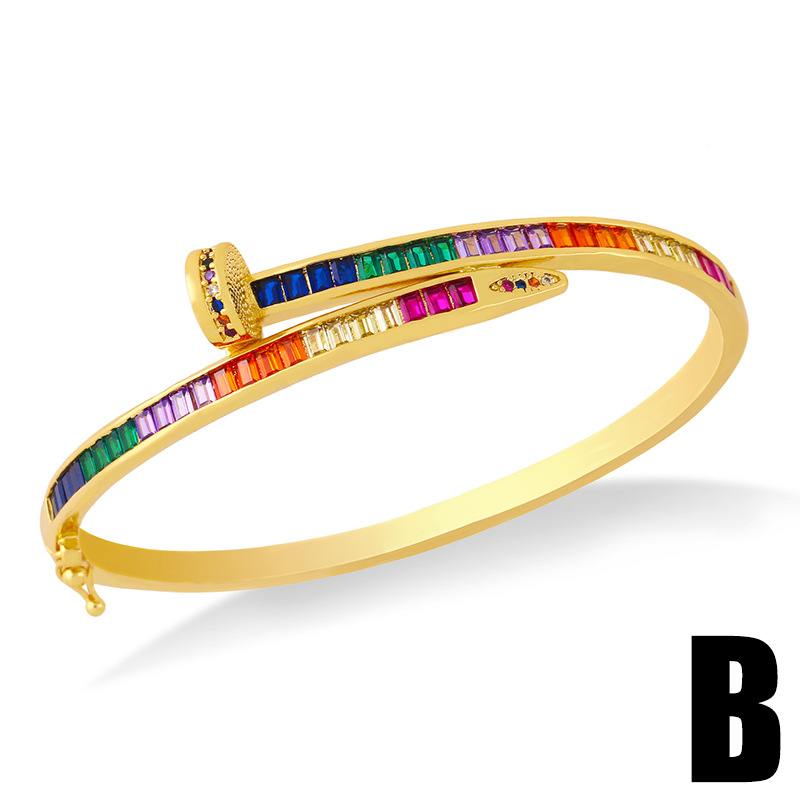 CrossBorder Personality Color Zircon Nail Bracelet Female Exaggerated Animal Snake Leopard Head OpenEnded Bracelet Brd50