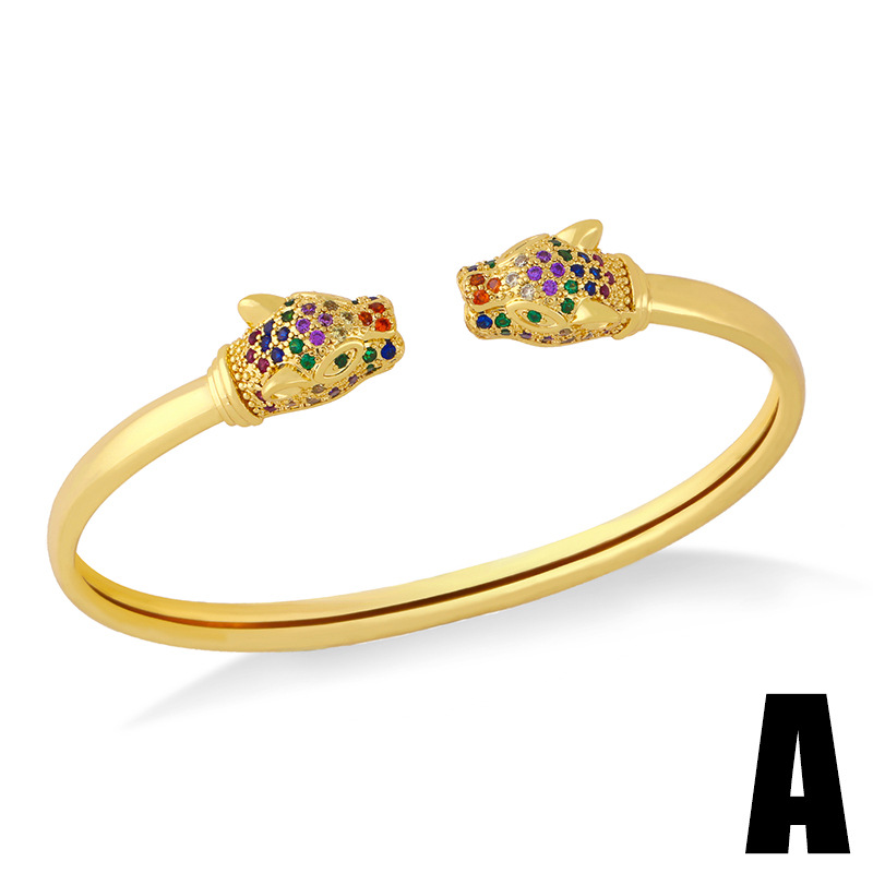 CrossBorder Personality Color Zircon Nail Bracelet Female Exaggerated Animal Snake Leopard Head OpenEnded Bracelet Brd50 CrossBorder Personality Color Zircon Nail Bracelet Female Exaggerated Animal Snake Leopard Head OpenEnded Bracelet Brd50