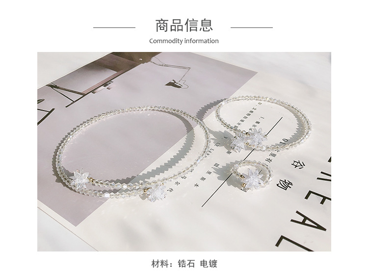 Design Zircon Jewelry Set Necklace Bracelet Ring Popular Flower Crystal Popular Silver Needle Senior Lady Niche Design Zircon Jewelry Set Necklace Bracelet Ring Popular Flower Crystal Popular Silver Needle Senior Lady Niche