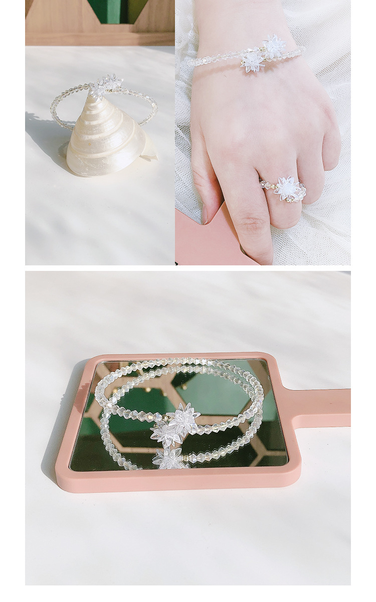 Design Zircon Jewelry Set Necklace Bracelet Ring Popular Flower Crystal Popular Silver Needle Senior Lady Niche Design Zircon Jewelry Set Necklace Bracelet Ring Popular Flower Crystal Popular Silver Needle Senior Lady Niche