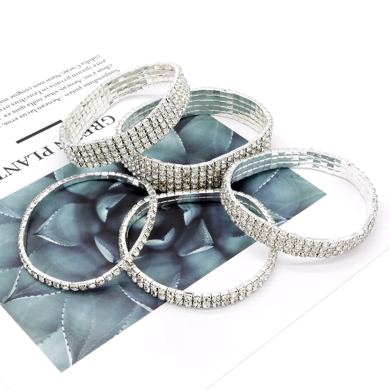 European and American Rhinestone Rows of Diamond-Embedded Elastic Crystal Anklet Bracelet Multi-Layer Optional Silver Gold European and American Rhinestone Rows of Diamond-Embedded Elastic Crystal Anklet Bracelet Multi-Layer Optional Silver Gold
