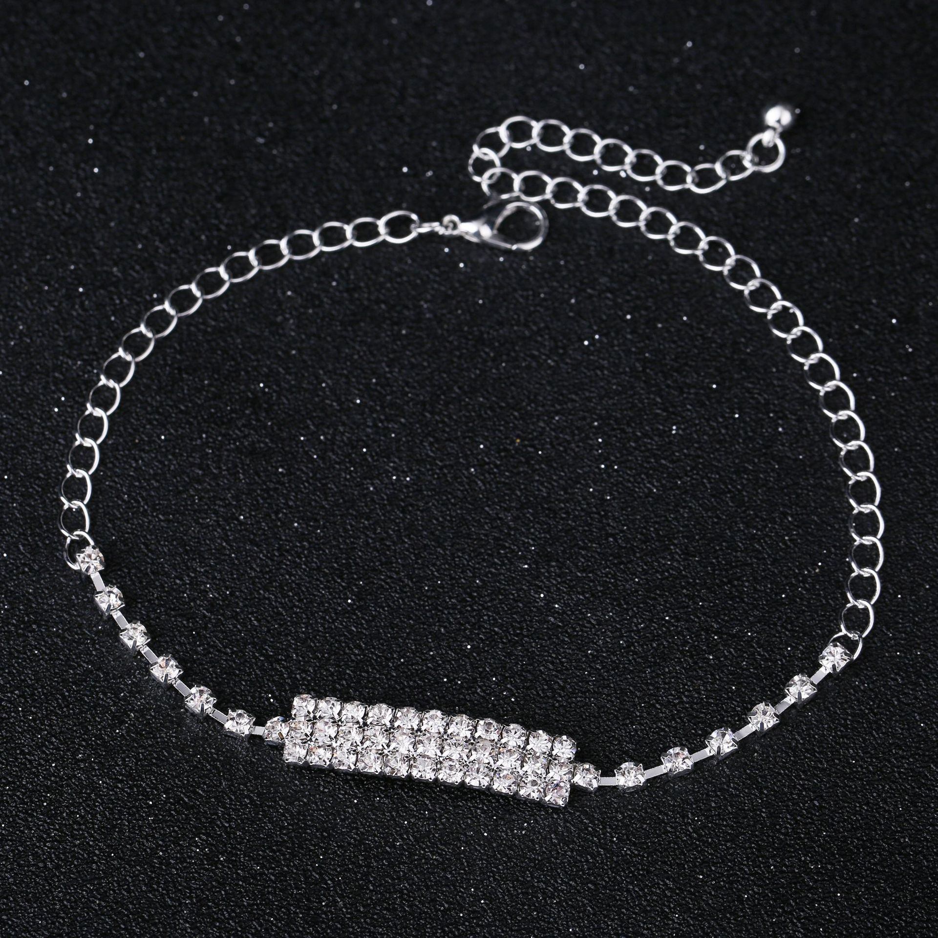 European and American Rhinestone Rows of Diamond-Embedded Elastic Crystal Anklet Bracelet Multi-Layer Optional Silver Gold European and American Rhinestone Rows of Diamond-Embedded Elastic Crystal Anklet Bracelet Multi-Layer Optional Silver Gold