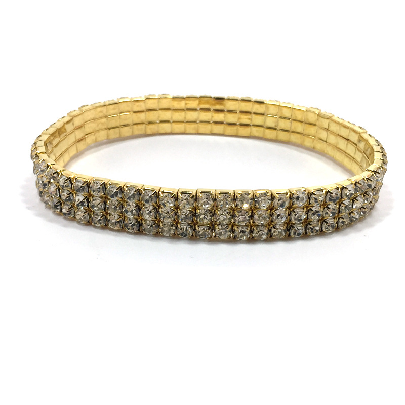 European and American Rhinestone Rows of Diamond-Embedded Elastic Crystal Anklet Bracelet Multi-Layer Optional Silver Gold European and American Rhinestone Rows of Diamond-Embedded Elastic Crystal Anklet Bracelet Multi-Layer Optional Silver Gold