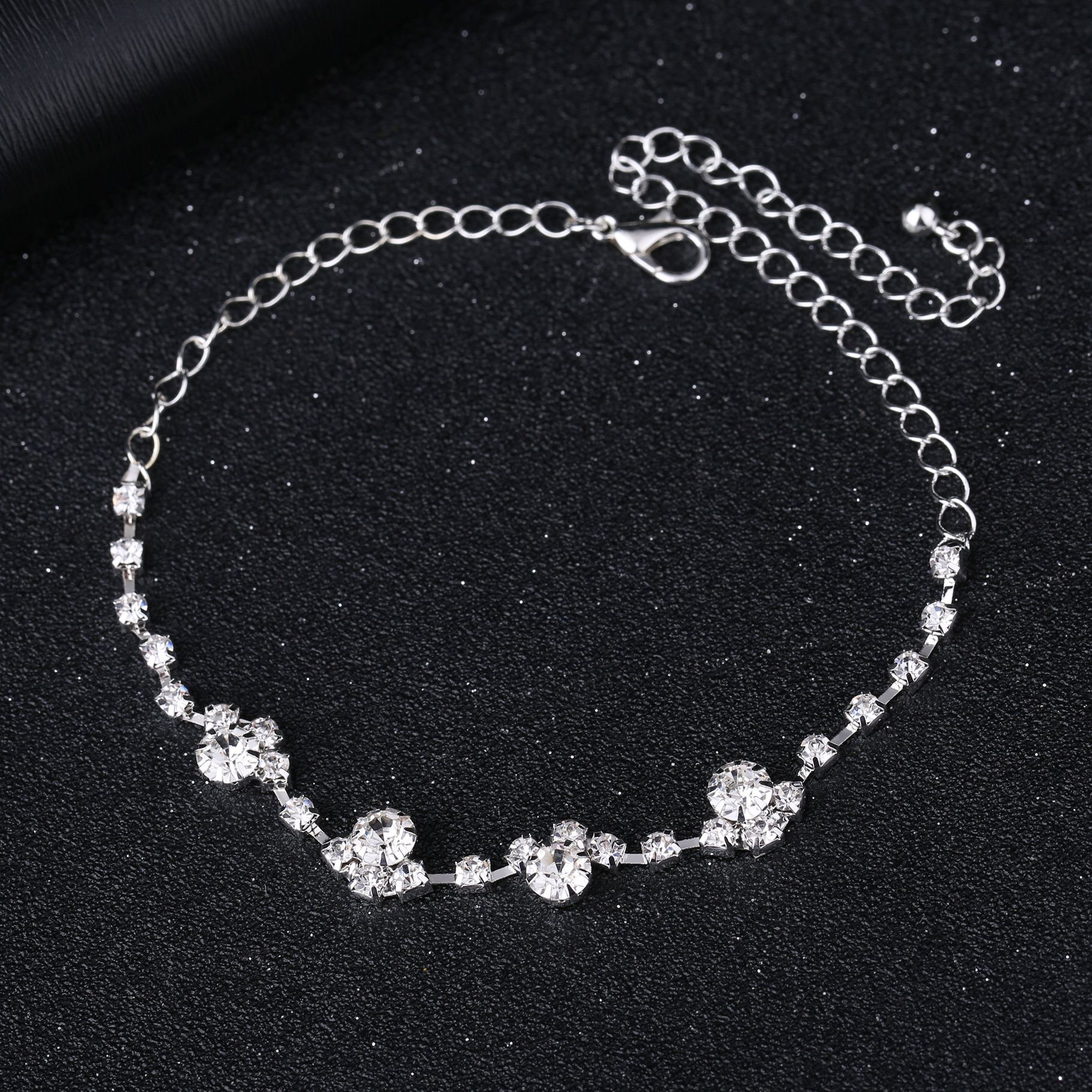 European and American Rhinestone Rows of Diamond-Embedded Elastic Crystal Anklet Bracelet Multi-Layer Optional Silver Gold European and American Rhinestone Rows of Diamond-Embedded Elastic Crystal Anklet Bracelet Multi-Layer Optional Silver Gold
