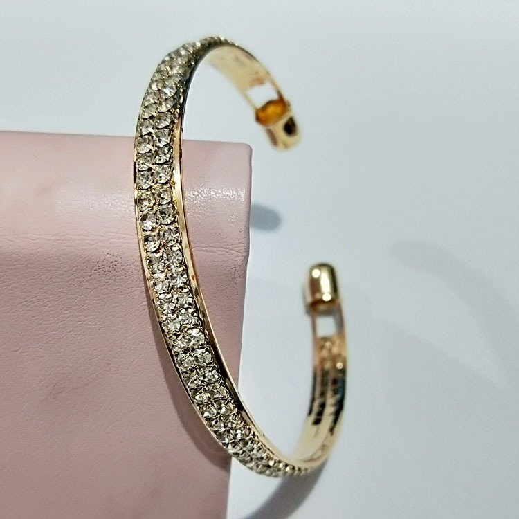 New Fashion High Quality Popular Rose Gold Silver Diamond 2 Rows OpenEnded Bracelet Female Bracelet Ornament Explosion