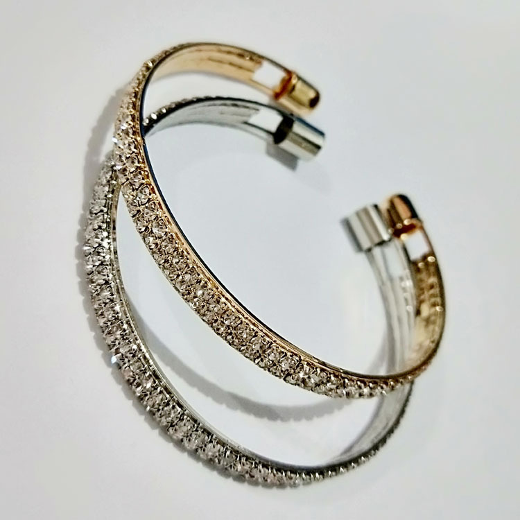 New Fashion High Quality Popular Rose Gold Silver Diamond 2 Rows OpenEnded Bracelet Female Bracelet Ornament Explosion New Fashion High Quality Popular Rose Gold Silver Diamond 2 Rows OpenEnded Bracelet Female Bracelet Ornament Explosion