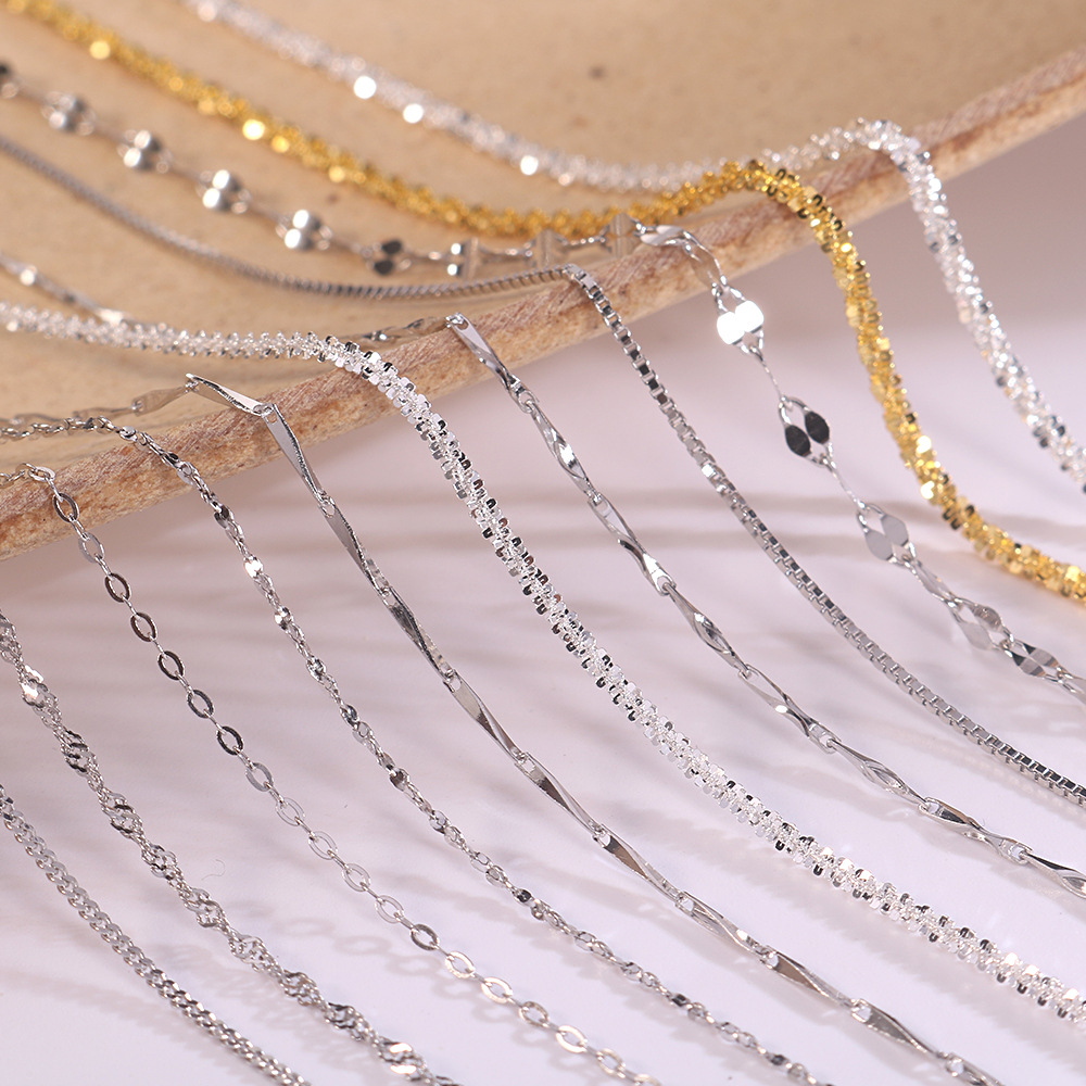 Hongxin Sterling Silver Twisted Cauliflower Necklace Bracelet Box Starry Sky Side Water Wave Cross Accessories Bare Necklace Wholesale