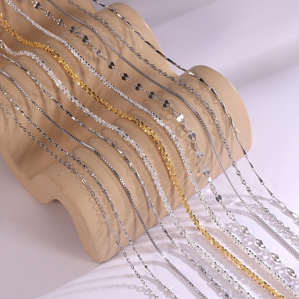 Hongxin Sterling Silver Twisted Cauliflower Necklace Bracelet Box Starry Sky Side Water Wave Cross Accessories Bare Necklace Wholesale