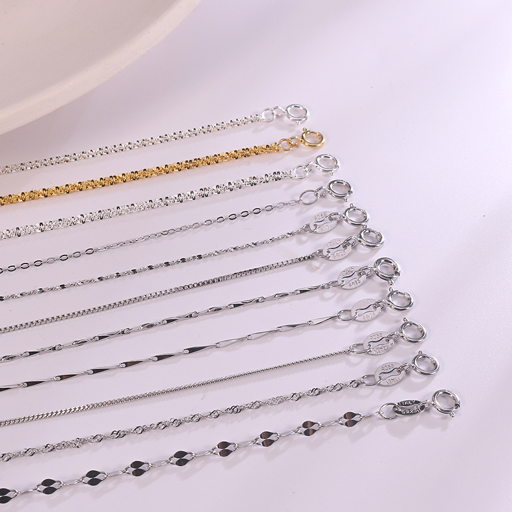 Hongxin Sterling Silver Twisted Cauliflower Necklace Bracelet Box Starry Sky Side Water Wave Cross Accessories Bare Necklace Wholesale