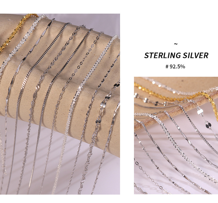 Hongxin Sterling Silver Twisted Cauliflower Necklace Bracelet Box Starry Sky Side Water Wave Cross Accessories Bare Necklace Wholesale Hongxin Sterling Silver Twisted Cauliflower Necklace Bracelet Box Starry Sky Side Water Wave Cross Accessories Bare Necklace Wholesale