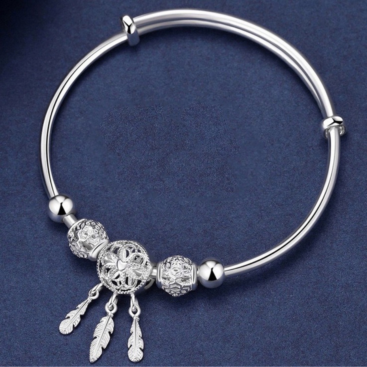 Women's Korean-Style Simple Dreamcatcher Bracelet Silver-Plated Niche Personalized Cold Style Opening Bracelet Silver Bracelet Wholesale