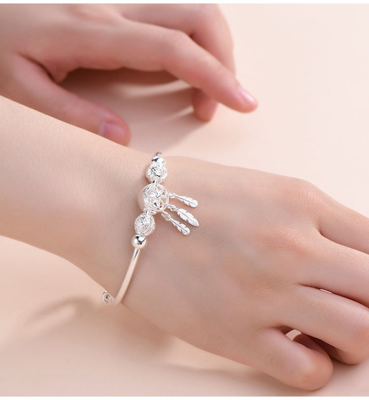 Women's Korean-Style Simple Dreamcatcher Bracelet Silver-Plated Niche Personalized Cold Style Opening Bracelet Silver Bracelet Wholesale